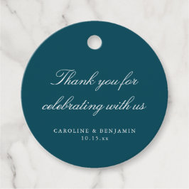 Elegant Teal Script Bröllop Anpassad Tack Gåvor Etiketter
