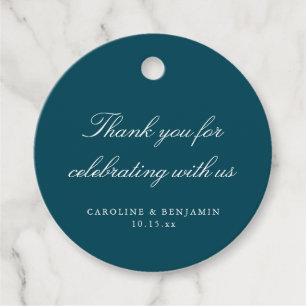 Elegant Teal Script Bröllop Anpassad Tack Gåvor Etiketter