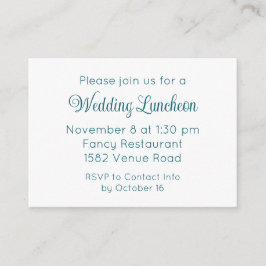 Elegant Teal Script Extra Bröllop-inbjudan till hä Tilläggskort