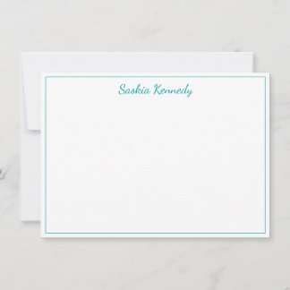 Elegant Teal Script Gräns Personlig Anteckningskort