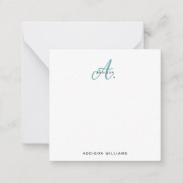Elegant Teal Script Monogram Anteckningskort