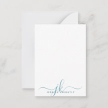 Elegant Teal Script Monogram Initialer minimalist
