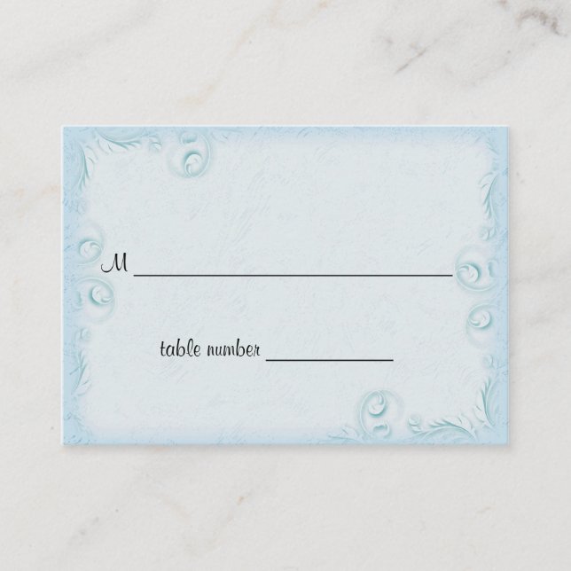 Elegant Teal Scrollwork Bröllop Bord Placecard Placeringskort (Framsida)