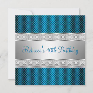Elegant Teal Silver Smycke 40-årsdag Inbjudningar