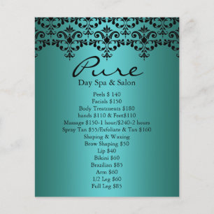 Elegant Teal & Svart Damask-flygblad Flygblad