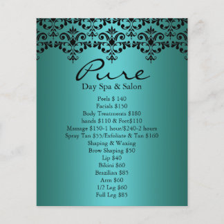 Elegant Teal & Svart Damask-flygblad Flygblad