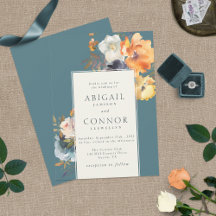 Elegant Teal Terracotta Navy Boho Blommigt