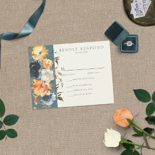 Elegant Teal Terracotta Navy Boho Blommigt OSA Kort