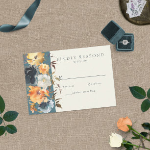Elegant Teal Terracotta Navy Boho Blommigt OSA Kort