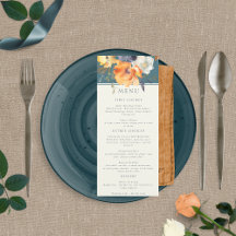 Elegant Teal Terrakotta Navy Boho Blommig