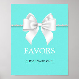Elegant Teal Tiffany Baby Shower Guest Favests fav Poster
