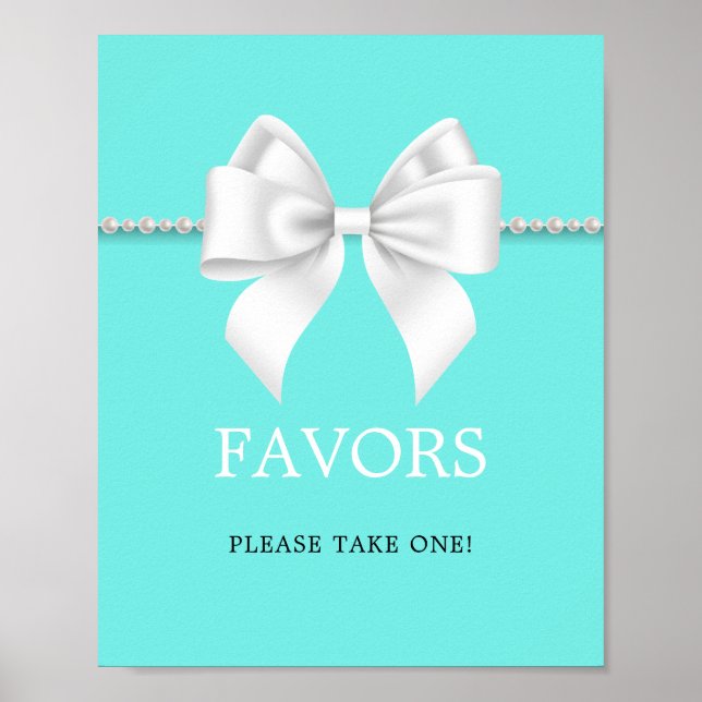 Elegant Teal Tiffany Baby Shower Guest Favests fav Poster (Framsidan)