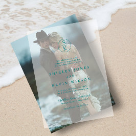 Elegant Teal Turcos Watercolor Monogram Bröllop