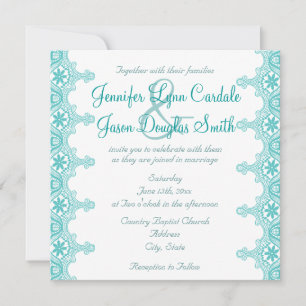 Elegant Teal Turquoise Snöre bröllopsinbjudningar Inbjudningar