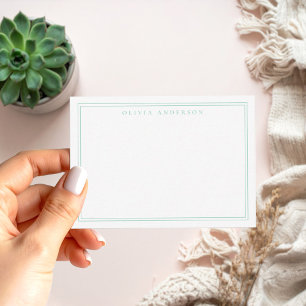 Elegant Teal two Gräns minimalist Monogram Namn Anteckningskort