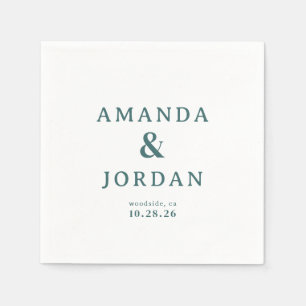 Elegant Teal Typografisk Pappersservett