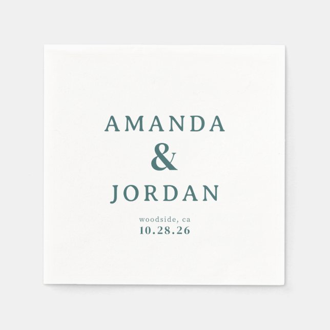 Elegant Teal Typografisk Pappersservett (Framsidan)