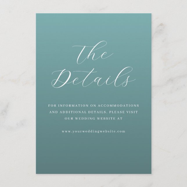 Elegant Teal Typographic Invite Tilläggskort (Framsida)