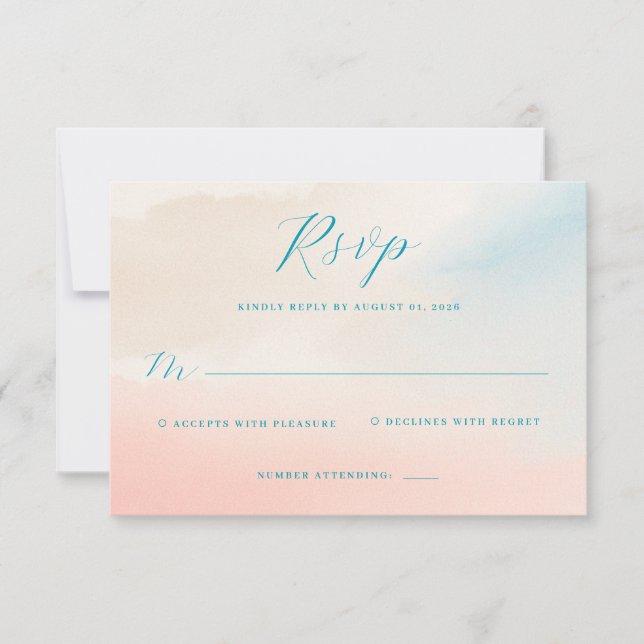 Elegant Teal Vattenfärg RSVP OSA Kort (Framsida)