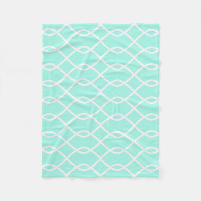 Elegant Teal Wave Mönster Fleece Blanket (Framsidan)