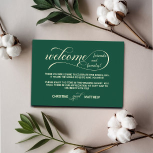 Elegant Teal Welcome Gift Bag Basket Place Card Tilläggskort