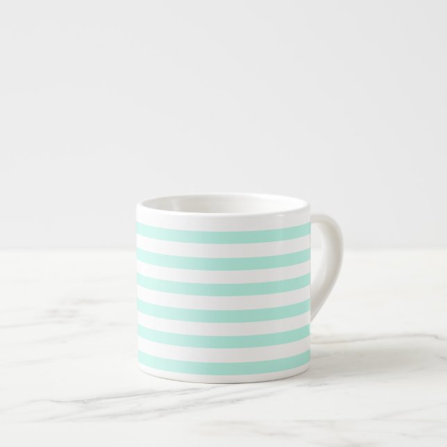 Elegant Teal & White Rand Espressomugg (Framsida höger)