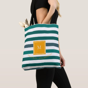 Elegant Teal White Stripe Monogram Tygkasse