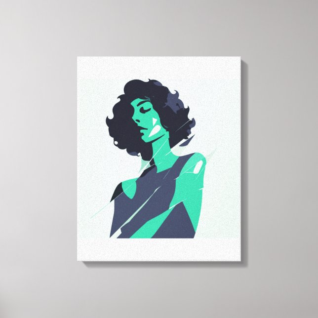 Elegant Teal Woman Art Canvastryck (Framsida)