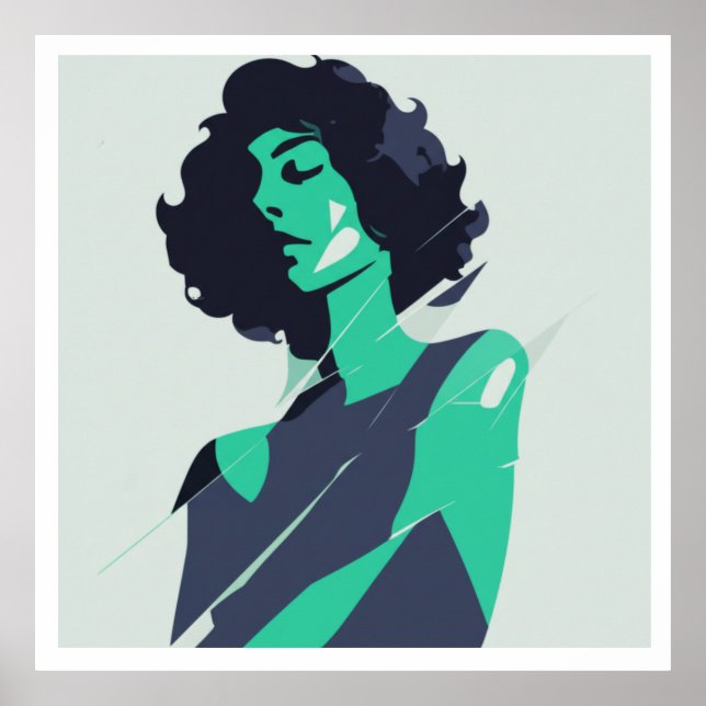 Elegant Teal Woman Art Poster (Framsidan)