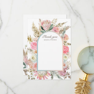 elegant tealbohemisk blommigt Tack för ditt kort
