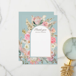 elegant tealbohemisk blommigt Tack för ditt kort