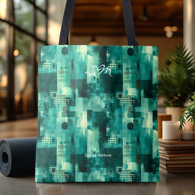 Elegant Tealfärgad Monokromatisk Personlig Totebag Tygkasse (Skapare uppladdad)