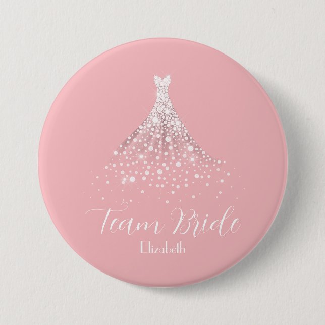 Elegant Team Bride Diamond Dress Rosa Knapp (Framsida)