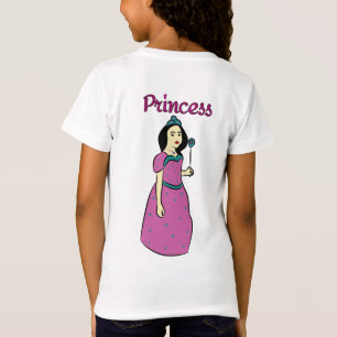Elegant Tecknad Princess i Rosa Gown T Shirt