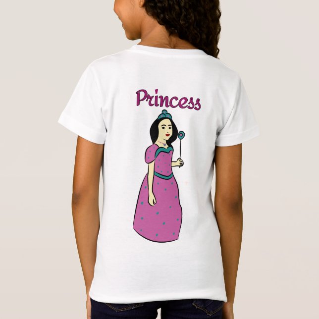 Elegant Tecknad Princess i Rosa Gown T Shirt (Baksida)