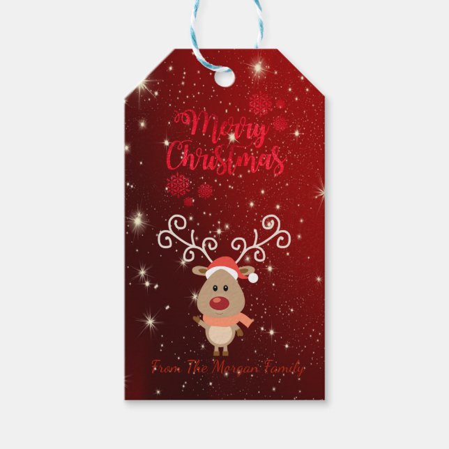 Elegant, Tecknad renare,Röd,Sparkler Presentetikett (Framsidan)