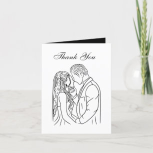 elegant teckning Bride Groom Tack Kort