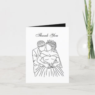 elegant teckning Bride Groom Tack Kort