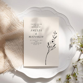 Elegant Teckning i den minimalistiska Blommigten i Inbjudningar