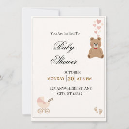 Elegant Teddy Bear Baby Shower Invitation  Inbjudningar