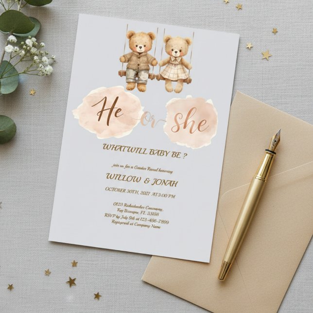 Elegant Teddy Bear "He or She" Gender Reveal  (Skapare uppladdad)