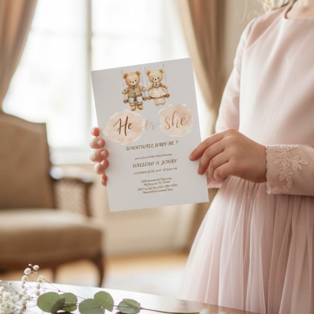 Elegant Teddy Bear "He or She" Gender Reveal  (Skapare uppladdad)