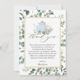 Elegant Tekaffe Firande Grönska Bröllopsfest  Tack Kort