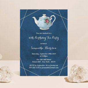 Elegant Tekanna Birthday Tea Party Inbjudningar