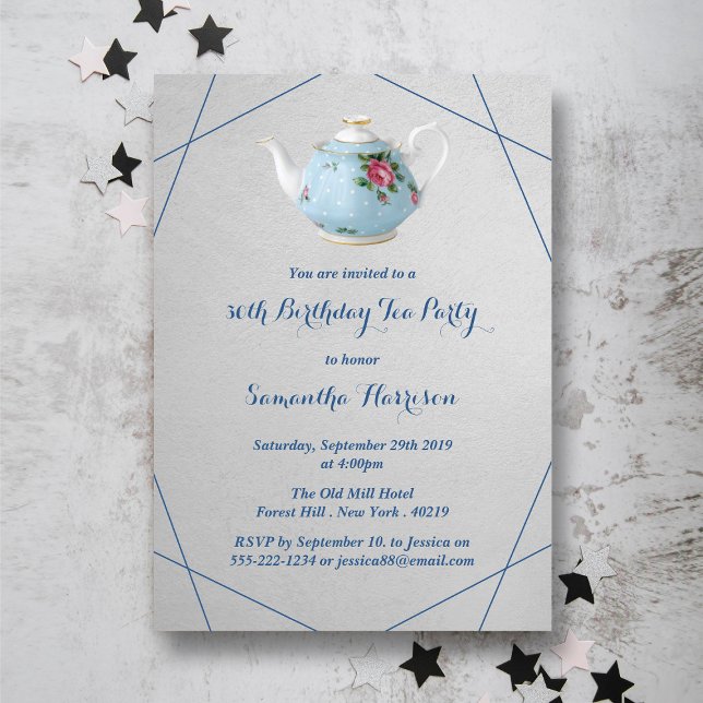 Elegant Tekanna Birthday Tea Party Inbjudningar (Skapare uppladdad)