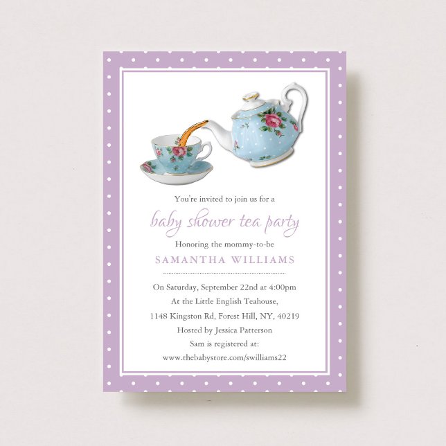 Elegant Tekopp Baby Shower Tea Party Inbjudningar (Skapare uppladdad)
