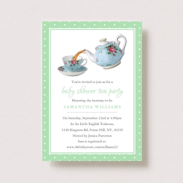 Elegant Tekopp Baby Shower Tea Party Inbjudningar (Skapare uppladdad)