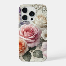 Elegant telefonfodral med rosa och vita rosor