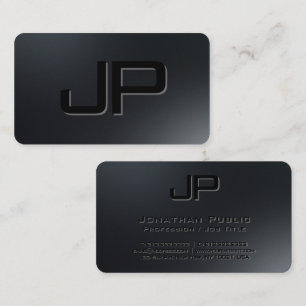 Elegant Template Black Monogram Premium Silke Visitkort