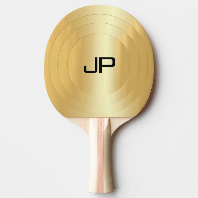 Elegant Template Glamorous Gold Look Monogram Pingisracket (Framsidan)